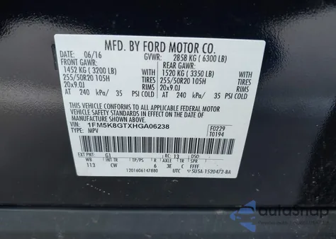 2017 Ford Explorer Sport from USA, damaged, VIN 1FM5K8GTXHGA06238